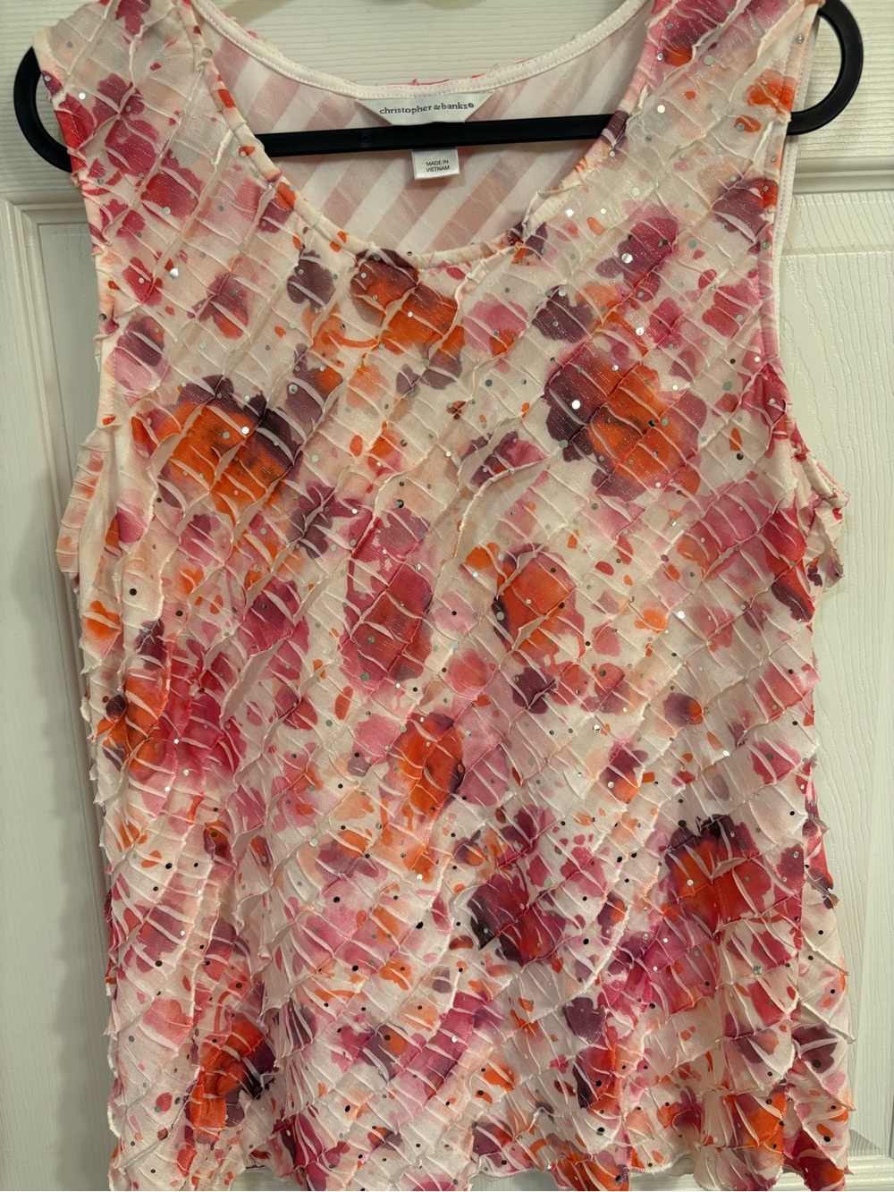 Christopher & Banks Floral Tiered Ruffle Sequin Blouse - Size Medium